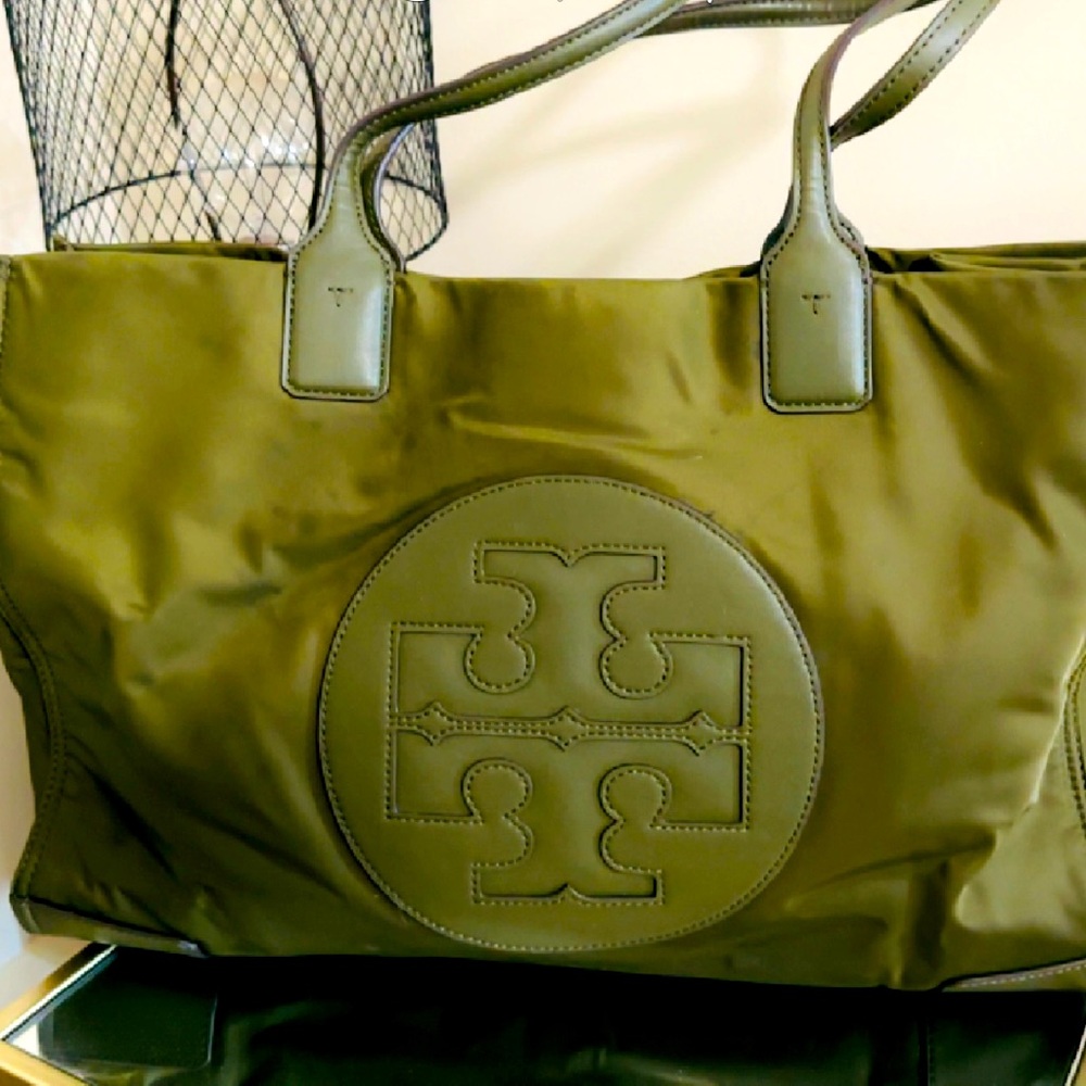 Tory Burch Olive green tote worn with love